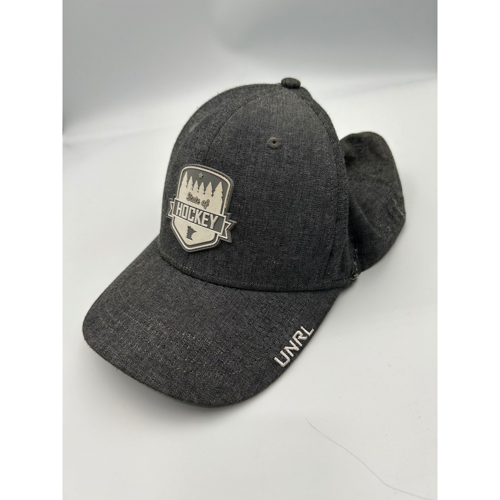 UNRL State‎ of Hockey Minnesota Snapback Hat Gray Charcoal Athletic Fit Cap